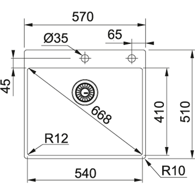 BXX 210-54 TL Мойка кухонная прямоугольная Franke BOX - Вид №1