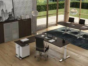 Bralco Угловой письменный стол из меламина с системой управления кабелями Winglet