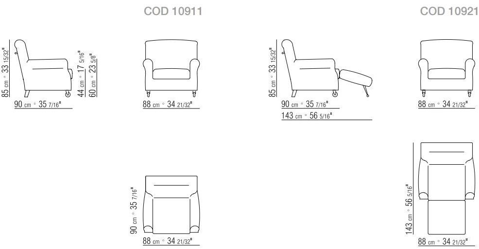 Flexform Кресло из ткани со съемным чехлом с подлокотниками Nonnamaria 10911 - Вид №2
