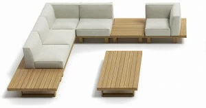 Atmosphera Модульный садовый диван из тика и ткани 9.zero