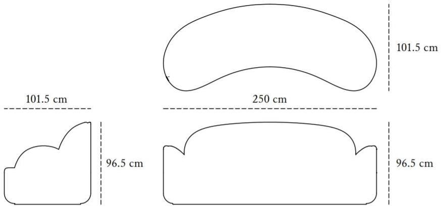 Scarlet Splendour Изогнутый 3-местный тканевый диван Strings St03 - Вид №4