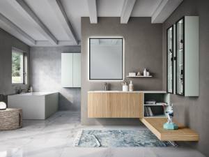 Подвесной умывальник с ящиками