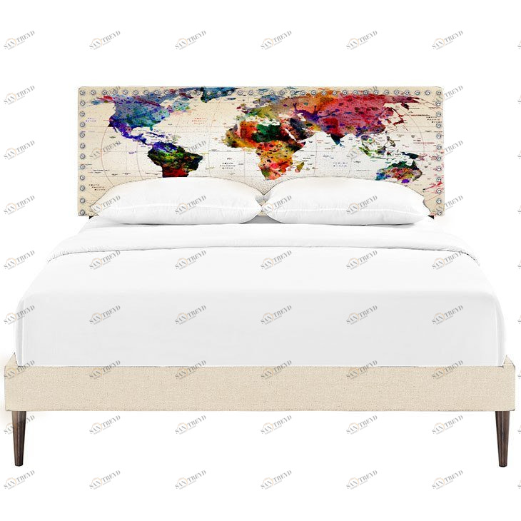 Кровать двуспальная 180х200 белая Aqua Map by Mark Ashkenazi ICON DESIGNE ДИЗАЙНЕРСКИЕ 096843 Бежевый;белый;разноцветный 