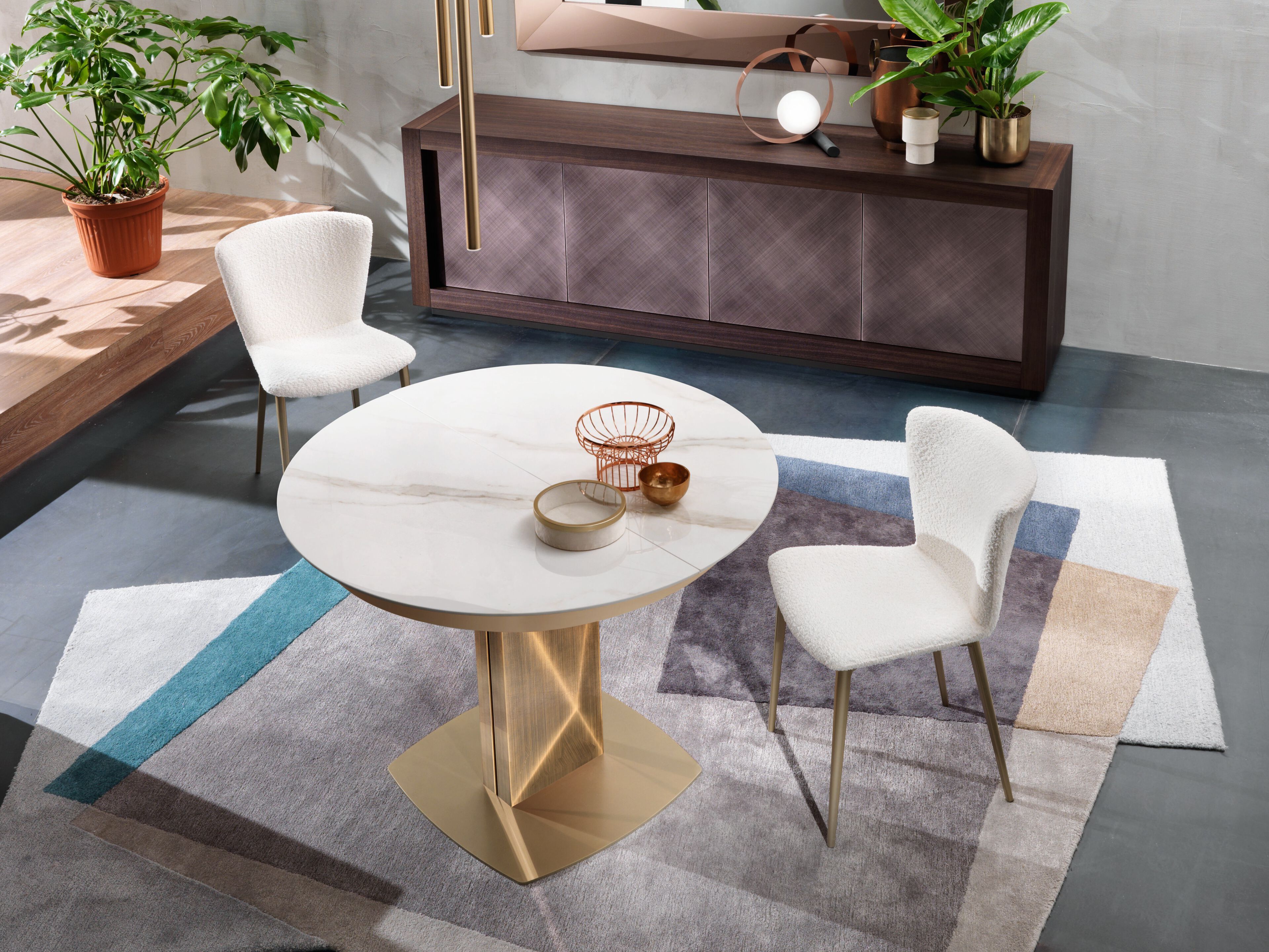 Квадратный металлический обеденный стол с керамической столешницей RIFLESSI Sabino ARCH-00103931