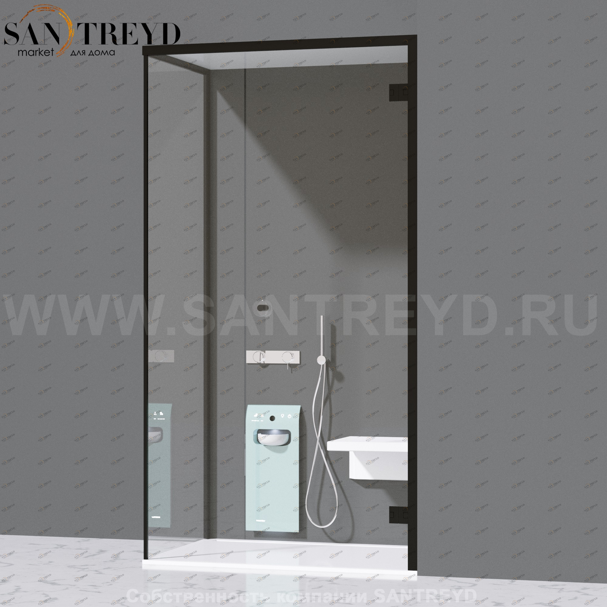 Effegibi FITBOX A Душевая кабина с профилем из черного алюминия. Установка: в правый угол. Размеры: длина 119 см, высота 220 см. Дверные петли у стены FB10020002