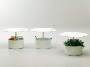 Systemtronic Круглый металлический журнальный столик с вазой на контракт