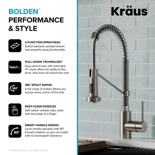 Кухонные смесители Bolden KPF-1610SSCH латунь krausru  - Вид №11