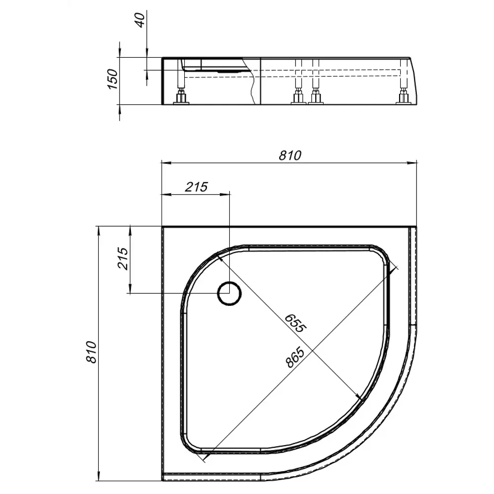 Душевой поддон акриловый 80x80 см 1/4 круга 82658166 STLM-2142274 Santreyd 253607 - Вид №7