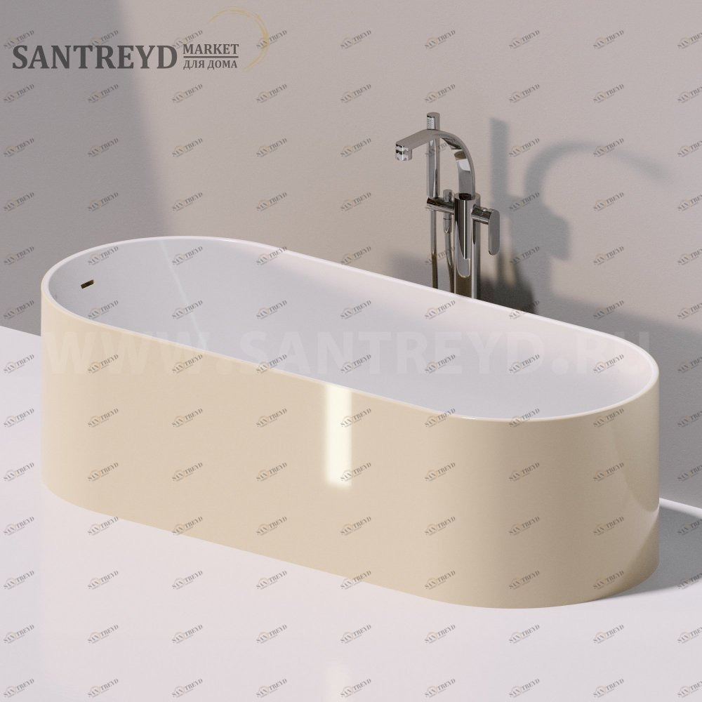 Ванна свободностоящая OVAL 170 см бежевая Ceramica Flaminia OV170BCBEIGE