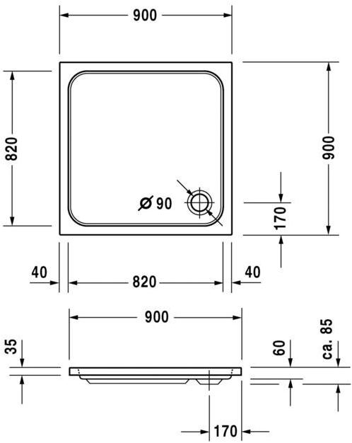 Duravit Акриловый душевой поддон D-code 720102 - Вид №1