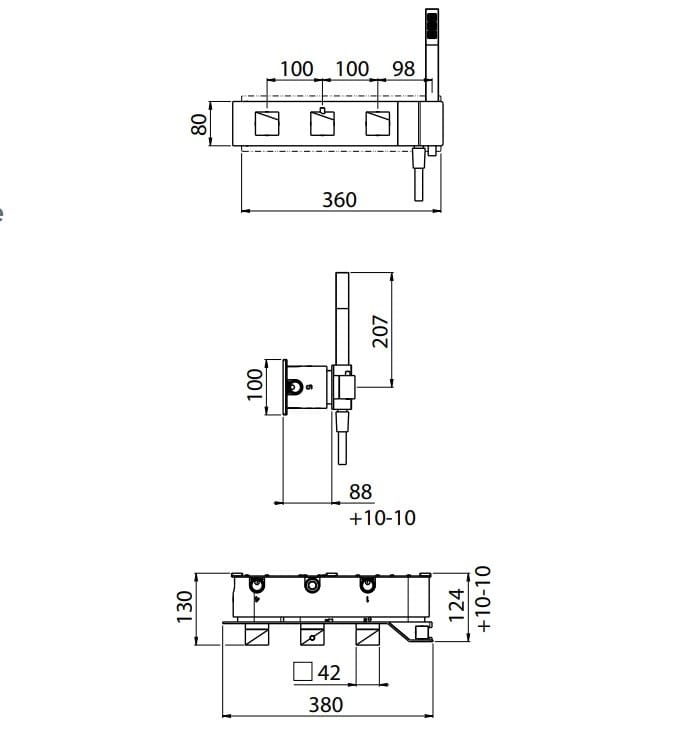 Встраиваемый термостатический смеситель для душа с ручным душем CARIMALI D-SIDE ARCH-00109048 - Вид №3
