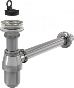 Сифон для умывальника DN32 с донным клапаном 5/4", металл