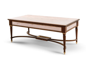 Журнальный столик из дерева и мрамора