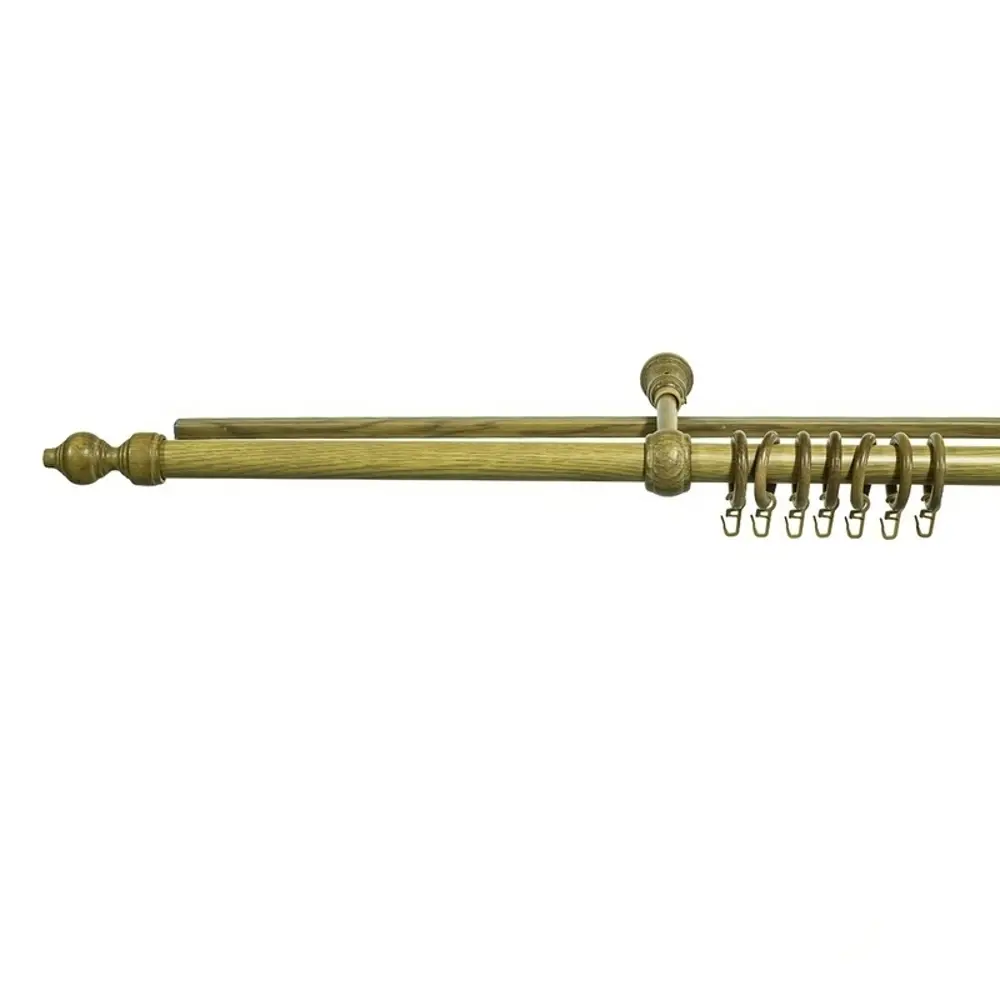 Карниз двухрядный 300 см, металл/пластик/дерево, дуб 11745438 STLM-2132714 Santreyd 