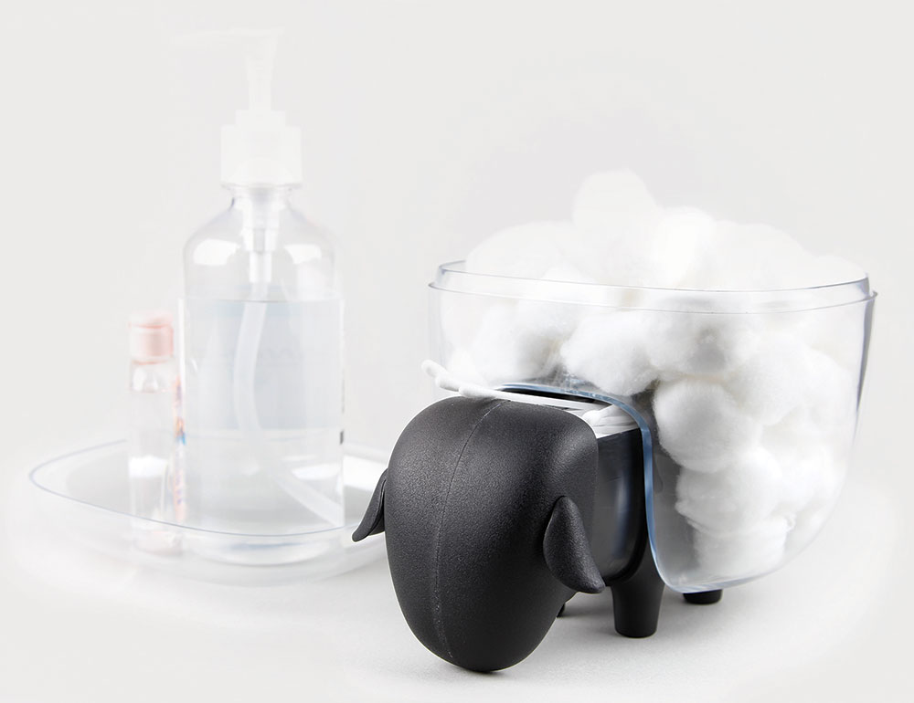 Держатель для ватных дисков sheep чёрный-прозрачный QUALY  253535 Прозрачный  - Вид №1