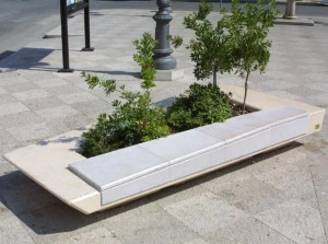 Manufatti Viscio Скамейка из абрикенового камня со встроенным горшком для цветов