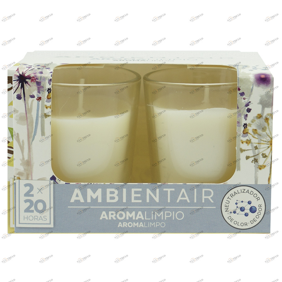 Свечи ароматические 2 штуки "Благоухание хлопка" AMBIENTAIR  00-3881037 Голубой 