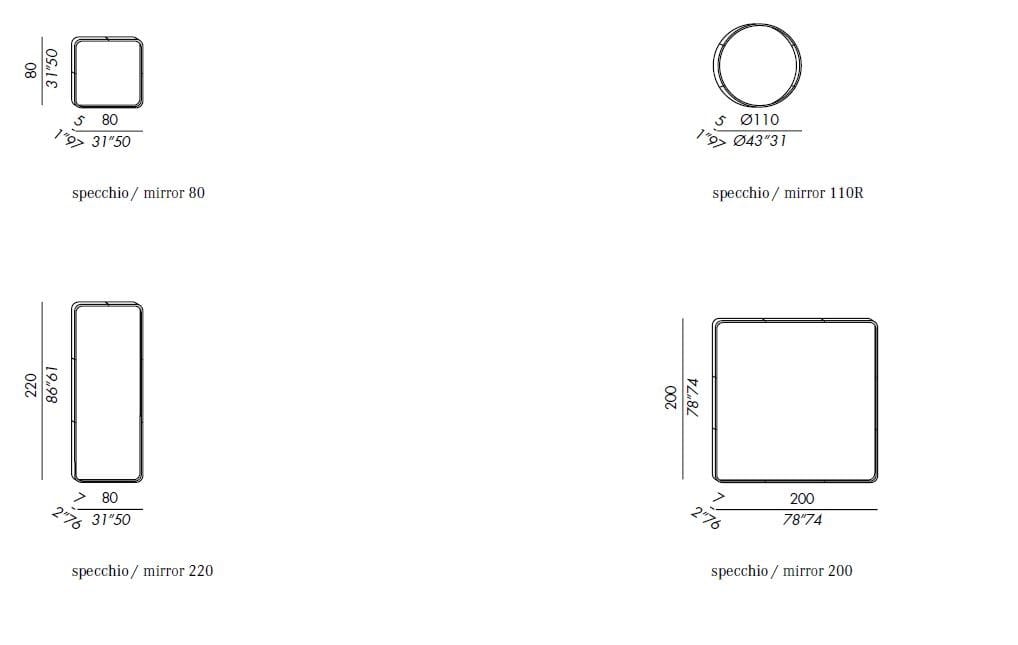 Настенное зеркало с кожаной рамкой Meridiani BIRK ARCH-00120519 - Вид №2