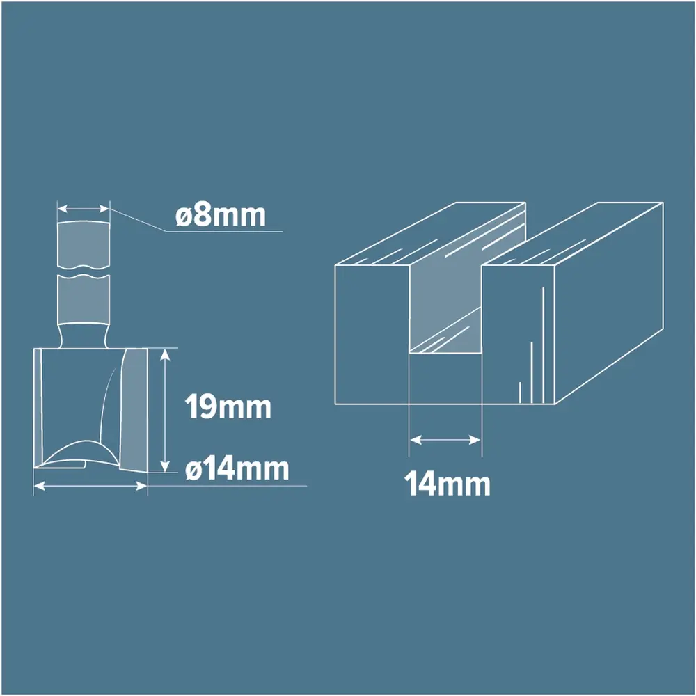 Фреза пазовая прямая Brigadier, D14х19 мм STLM-2129737 - Вид №3