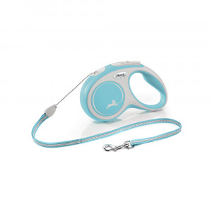 ПР0057830 Рулетка для собак New Line Comfort S (до 12 кг) трос 5 м серый/голубой Flexi