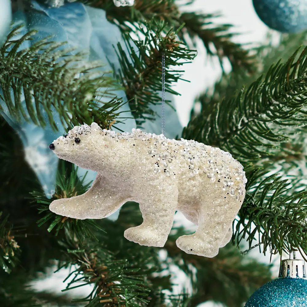 89381660 Украшение елочное «Медведь», 14x5x6 см, цвет белый STLM-1406828 Santreyd 