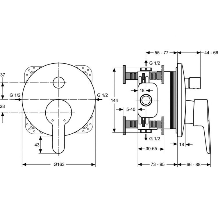 A5802AA Встраиваемый смеситель для ванны/душа Ideal Standard CONNECT BLUE - Вид №1