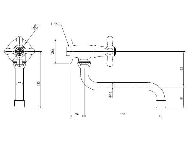Смеситель для раковины из хромированной латуни Bugnatese Old ' 800 ARCH-00057511 - Вид №2