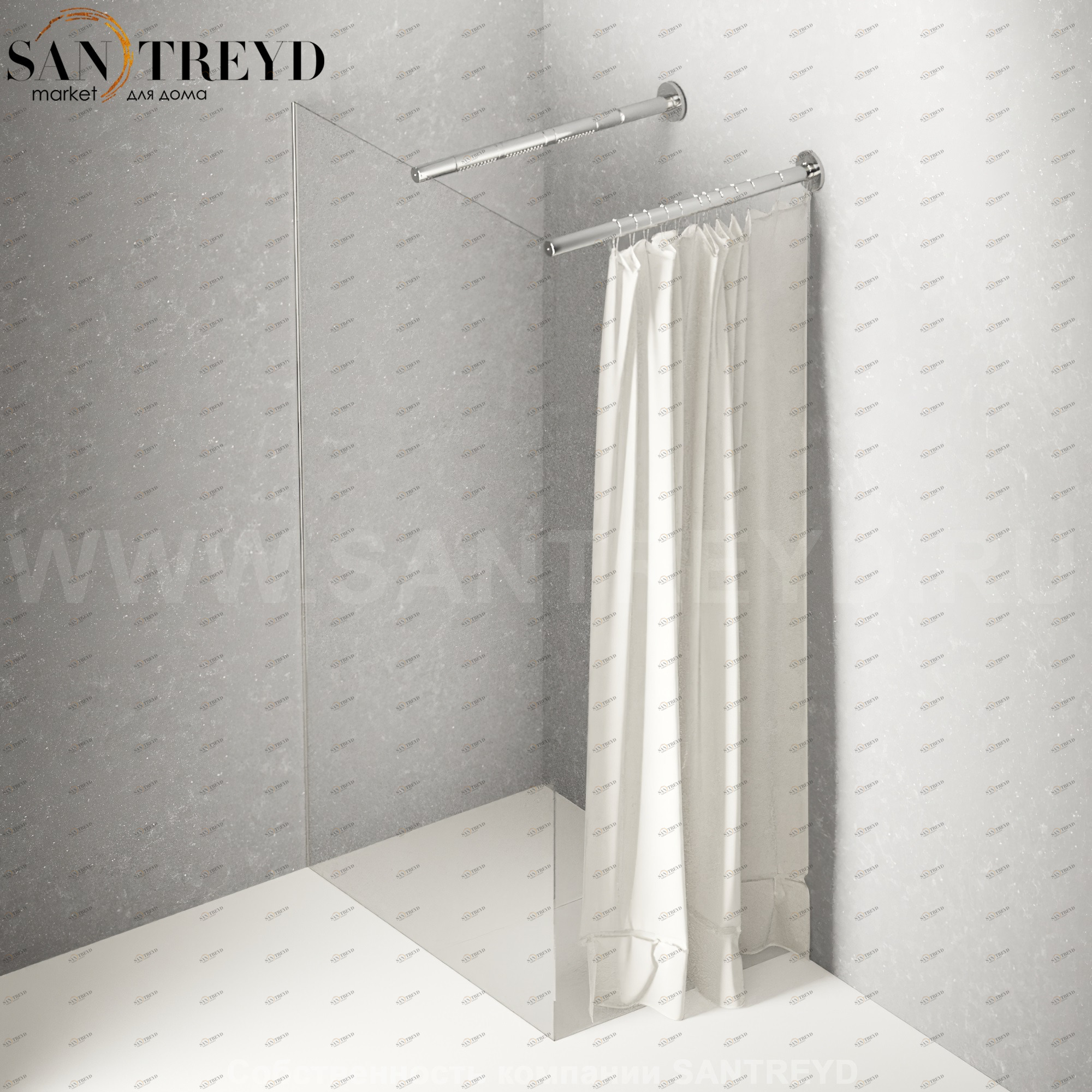 Душевое ограждение FLAT DX подрезаемое, стеклянная со шторкой экстрапрозрачная перегородка с держателем и встроенным душем. Размеры: глубина от 70 до 100, длина от 70 до 140 см Agape DXC47010070140LE