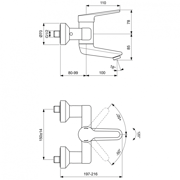 BC110AA Смеситель для раковины .0 Ideal Standard CERAPLUS 2  - Вид №1