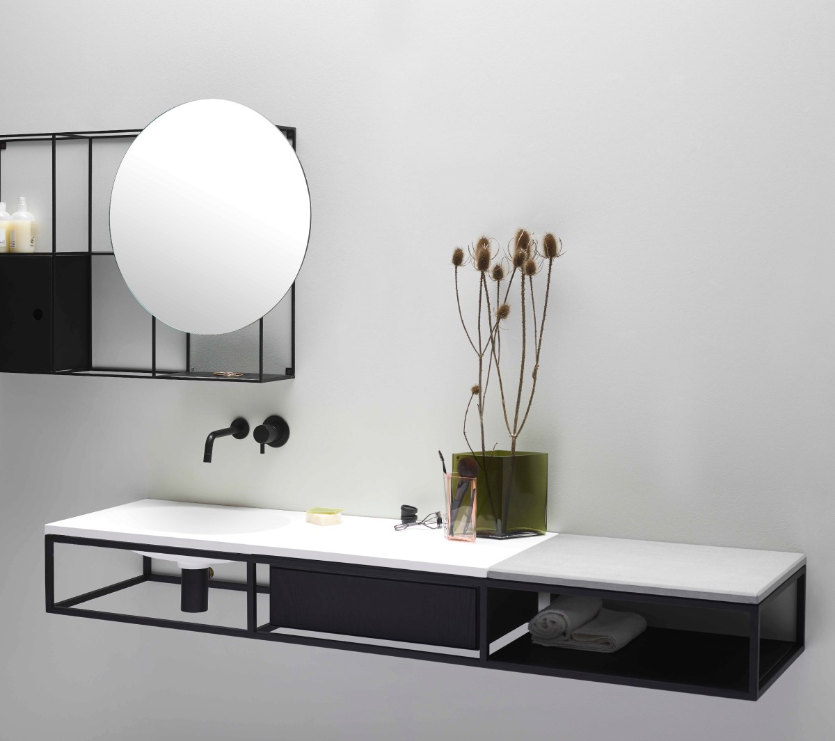 comp-Frame-gs2-ds-ss-p1 Подвесная раковина настенная прямоугольная Ex.T Frame черная - Вид №9