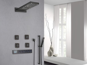 Встраиваемый термостатический набор для душа из нержавеющей стали с ручным душем