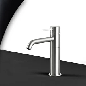 Смеситель для раковины сталь матовая с белой ручкой Toki Radomonte TKS2SCIL11