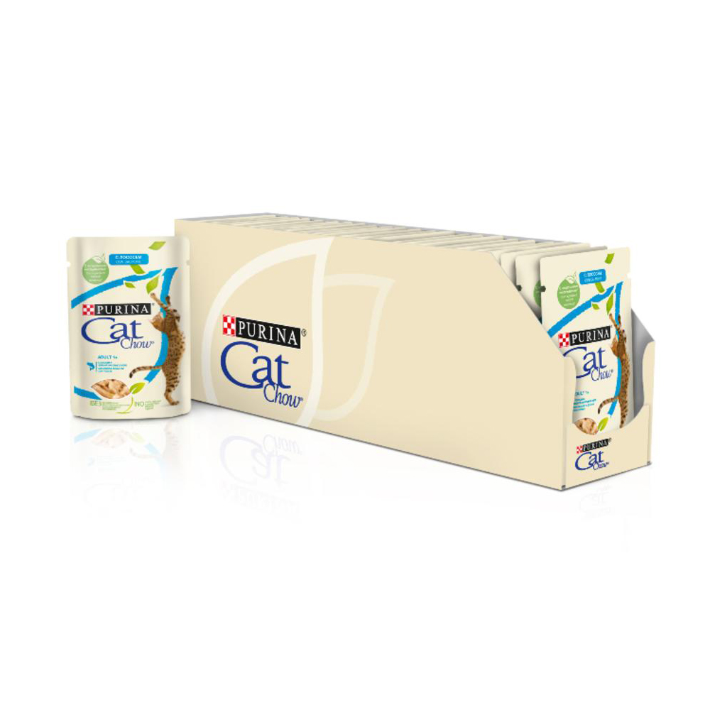 ПР0047568*24 Корм для кошек с лососем и зеленой фасолью в желе, пауч 85 г (упаковка - 24 шт) Cat Chow  - Вид №9