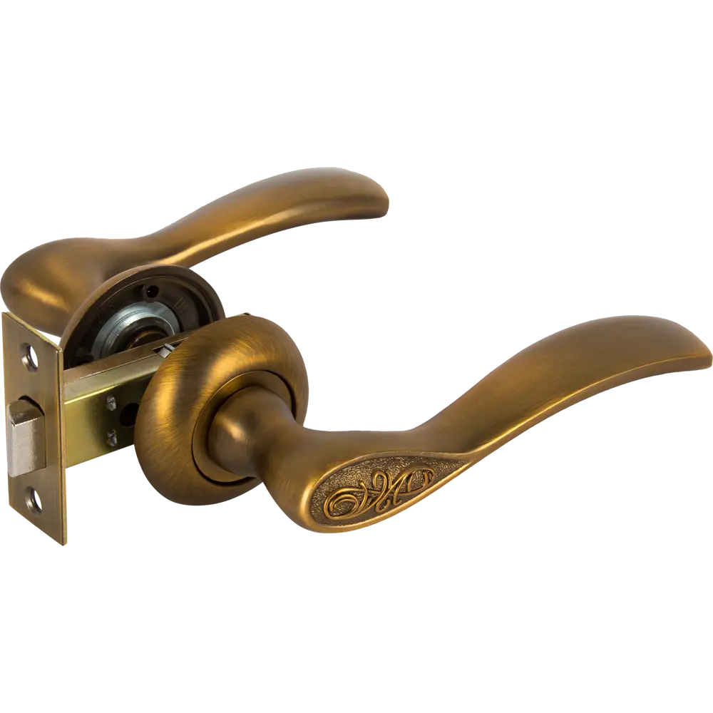 Комплект дверных ручек 12L 100, без запирания, цвет кофе ФАБРИКА ЗАМКОВ STLM-2154862 - Вид №1