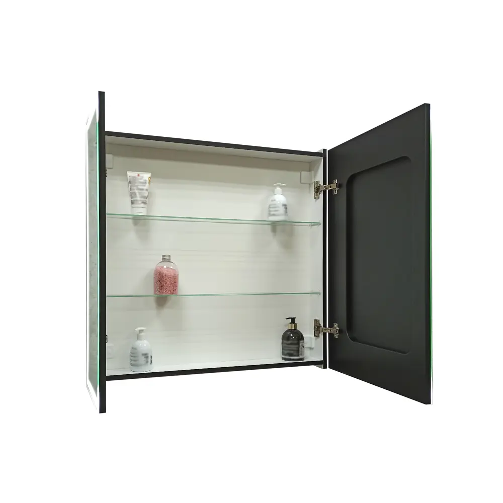 Шкаф зеркальный подвесной Montero Black LED с подсветкой 80x80 см цвет черный 89180065 STLM-2074280 Santreyd - Вид №5