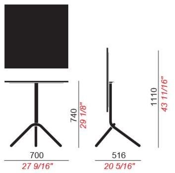COLOS Квадратный стол из листового металла со складывающейся столешницей Ta sun-id-1436389 - Вид №4