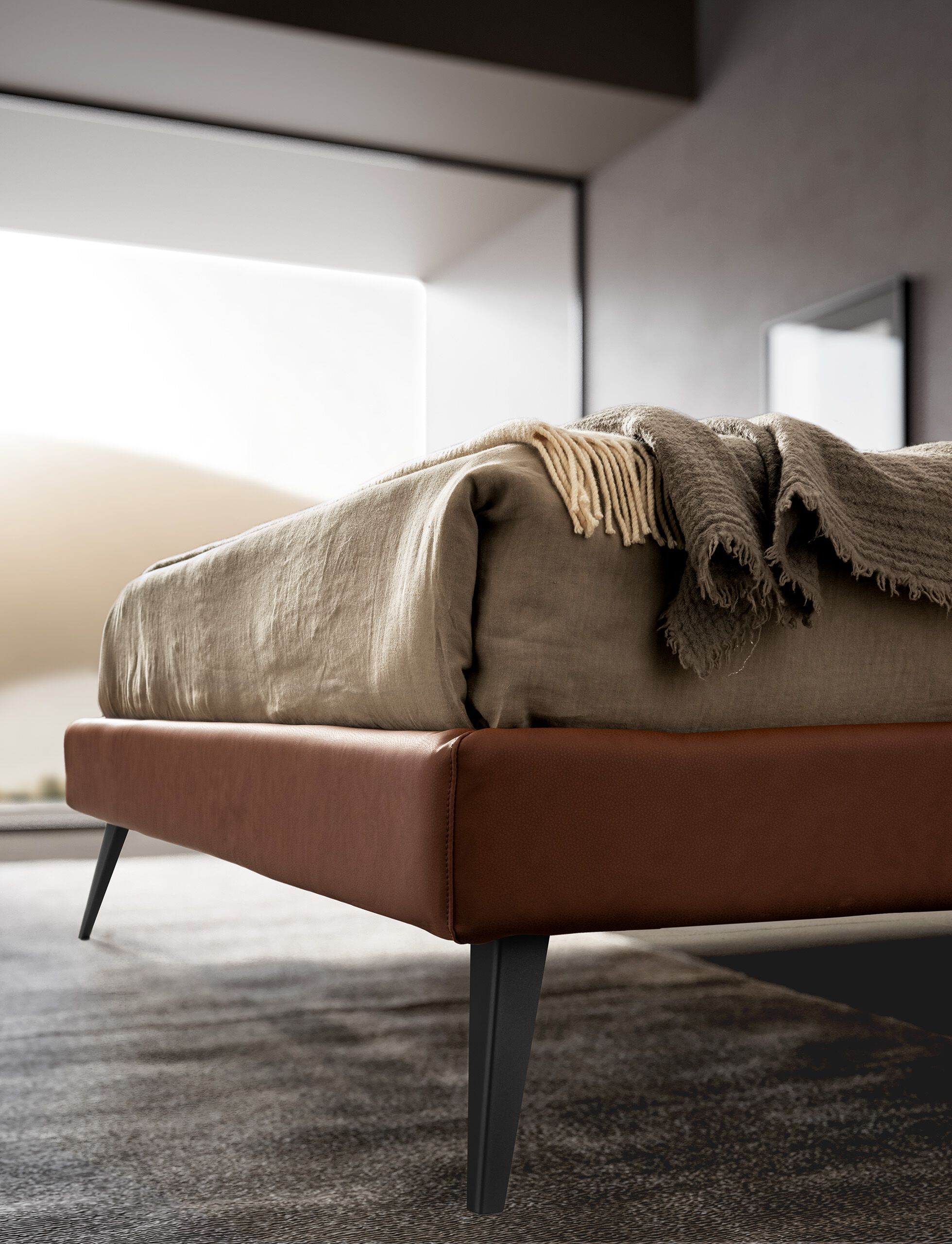 Кровать из искусственной кожи с мягким изголовьем Adok RUBIK ARCH-00085350 - Вид №2