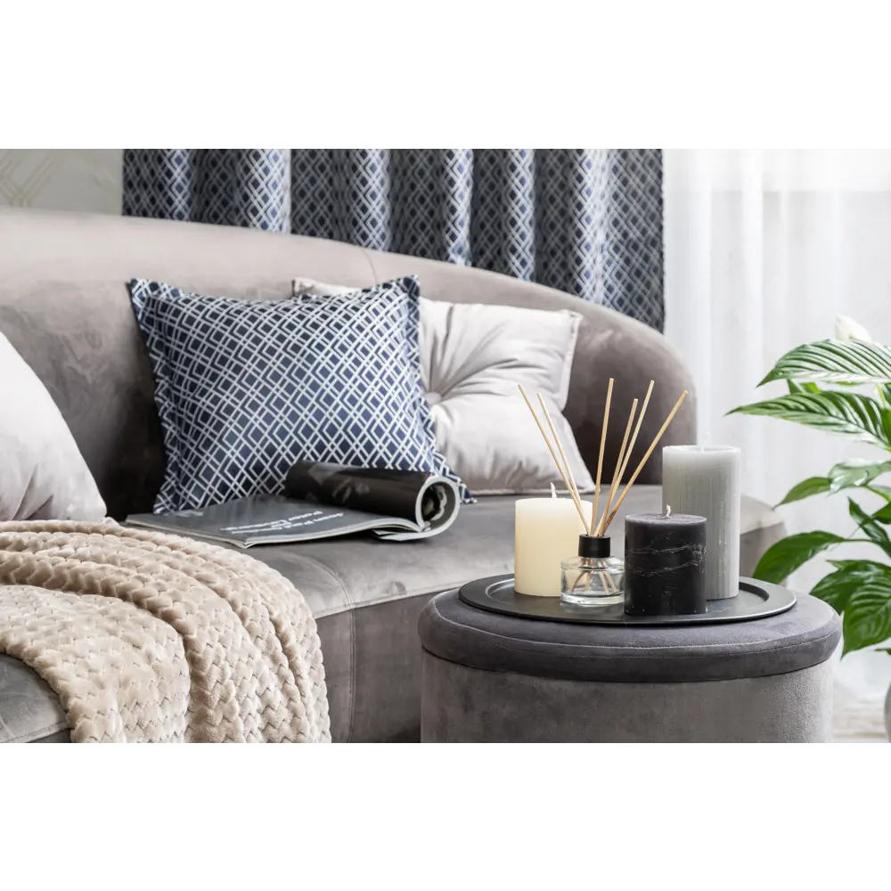 Подушка с пуговицей Бархат 43x43 см цвет серый LINEN WAY STLM-2091906 - Вид №6