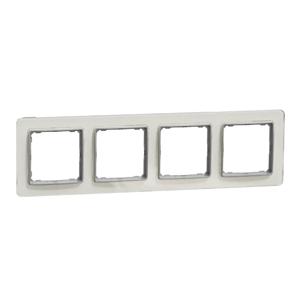 Рамка для розеток и выключателей Systeme Electric Sedna Design 4 поста, цвет белое стекло STLM-2157285 - Вид №1
