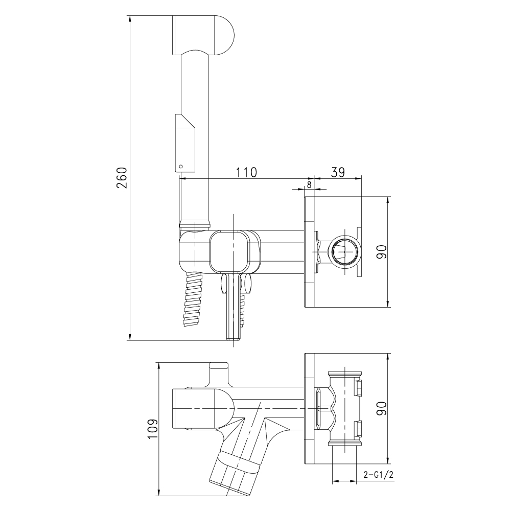 LM7165C Смеситель Solo с гигиеническим душем, встраиваемый LEMARK SOLO - Вид №1