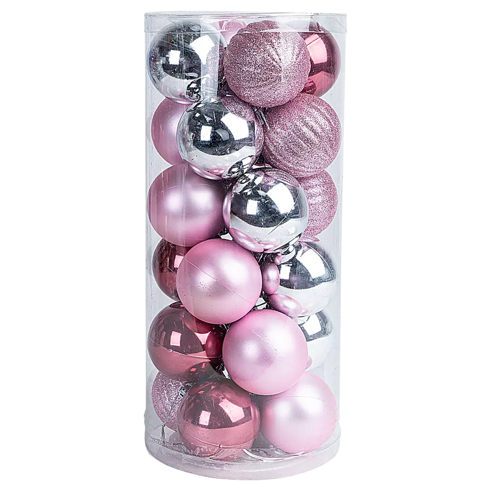 Набор елочных шаров KREAFORTA розовый с блестками, 24 шт. ø6 см 89420565 STLM-1584017 - Вид №1