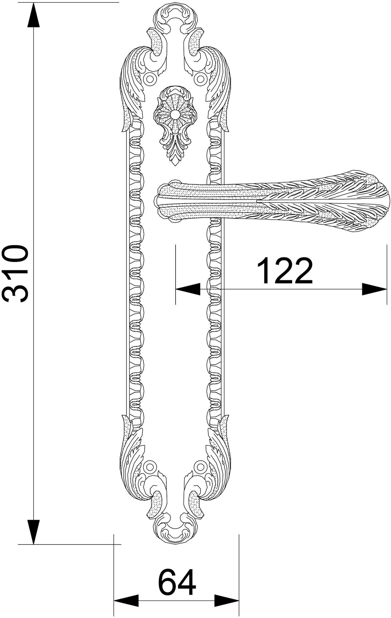 Bronces Mestre Ручка золотого цвета на пластине Treasure 0a2824.000 - Вид №1