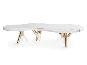 Мраморный низкий садовый столик