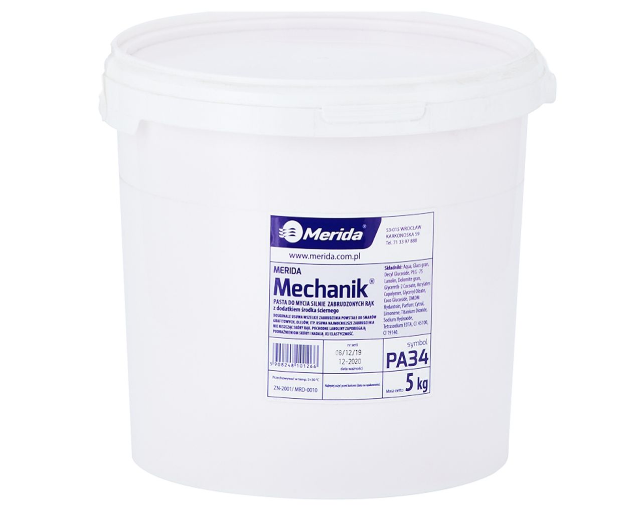 PA34 Паста для мытья сильно загрязненных рук MECHANIK, ведро 5 кг Merida 