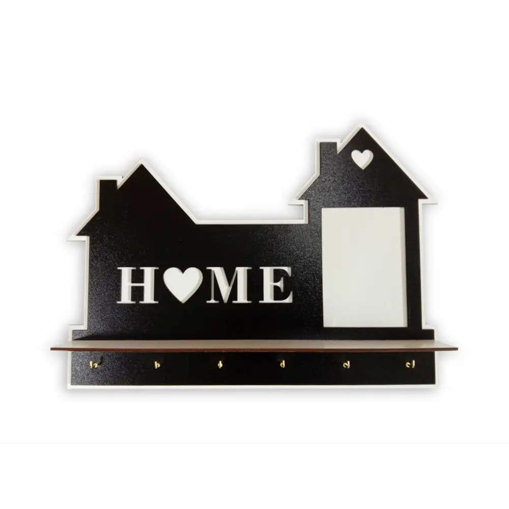 Ключница с фоторамкой Home 38x38x5 мм МДФ цвет черный 85097659 STLM-2053775 Santreyd 