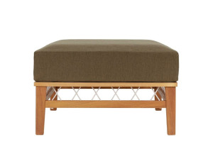 Квадратный тканевый садовый пуфик с основанием iroko