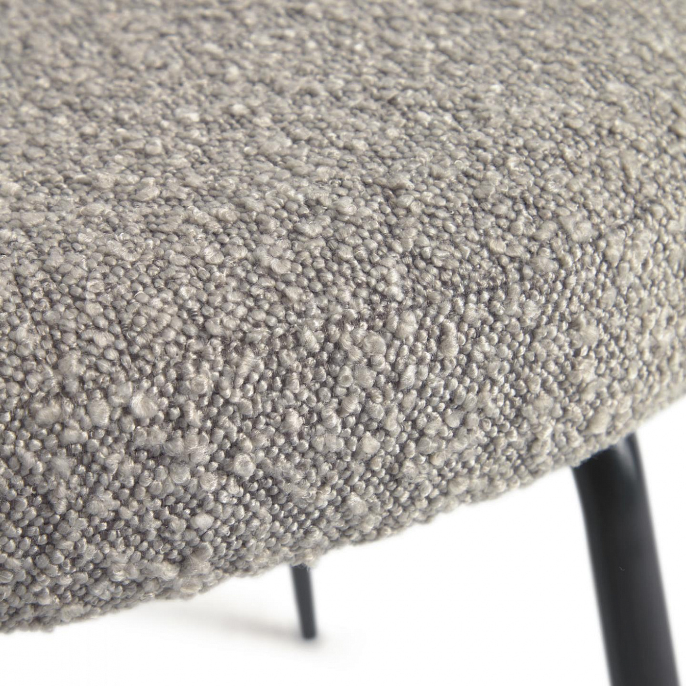 108114 Стул из серой ткани букле и черными металлическими ножками La Forma Aniela  - Вид №3