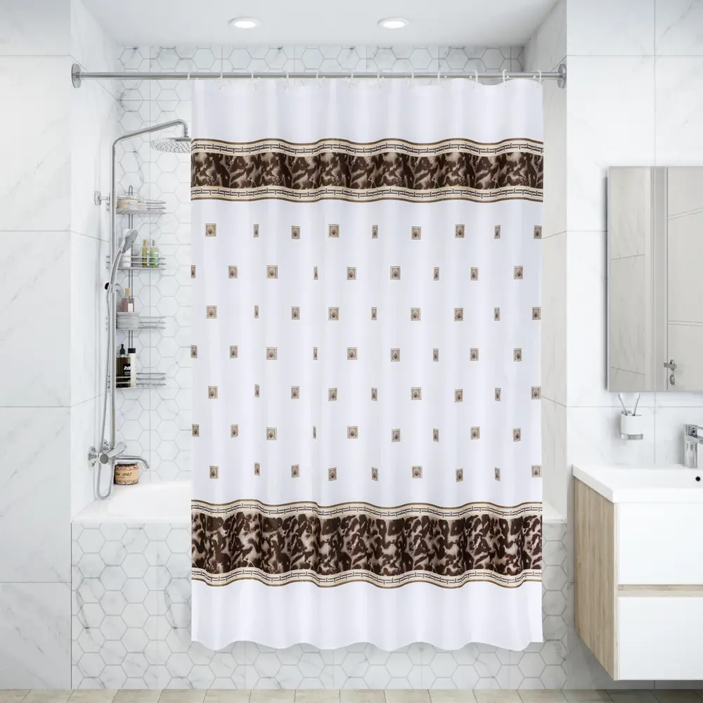 Штора для ванной комнаты «Zumrut» 180х200 см цвет коричневый 15475631 STLM-2126959 Santreyd