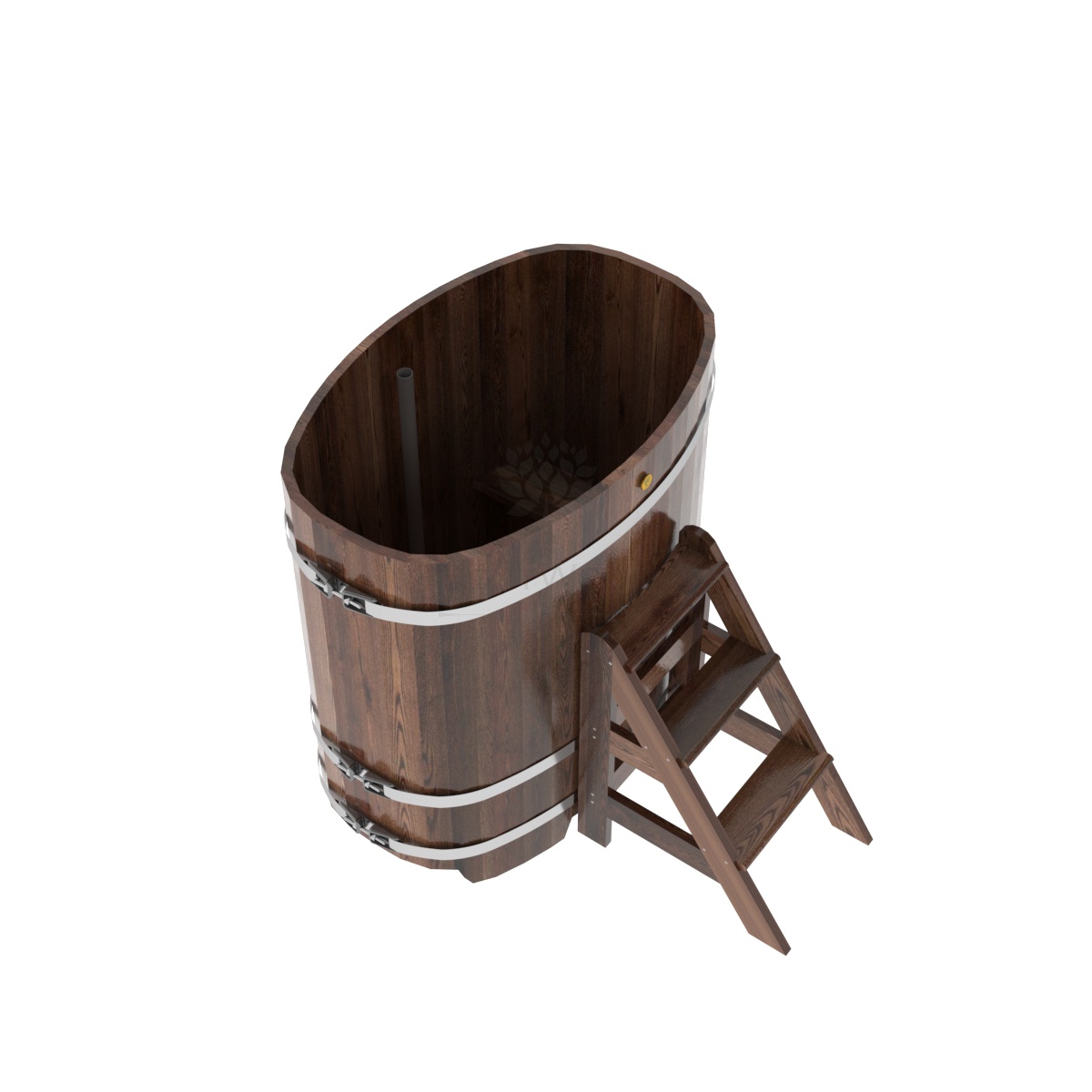 1147 Купель овальная из лиственницы 0,76х1,16х1,2 морёная премиум Alyarus  - Вид №1