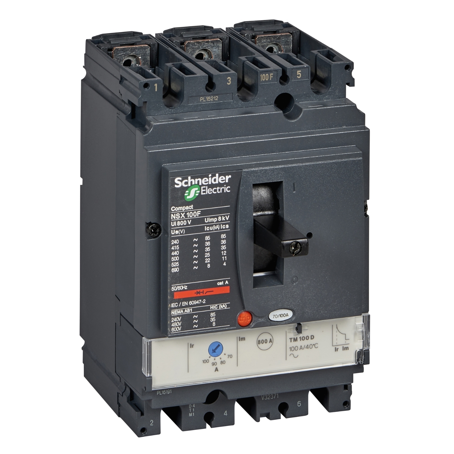 LV429631 Силовой автомат NSX 100, TM-D, 36кА, 3P, 80А Schneider Electric Compact 